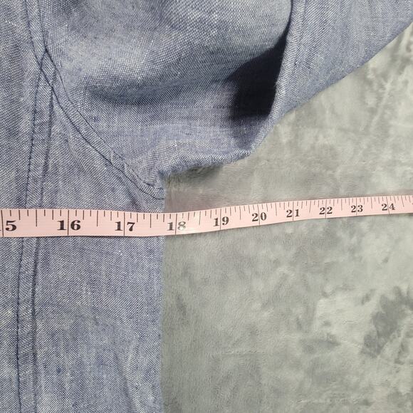 Tahari Womens XS Linen Long Sleeve Shift Dress Oversized Gray Blue - Picture 6 of 10